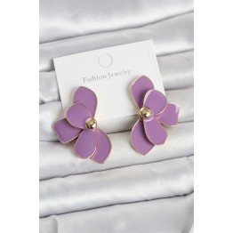 Mor Mineli Lotus Model Pirinç Kadın Küpe TJ-BKP11735