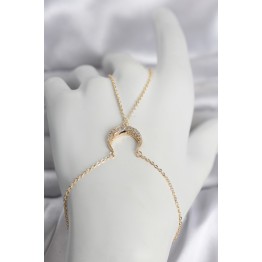 Pirinç Gold Renk Hilal Model Zirkon Taşlı Kadın Şahmeran TJ-SN751