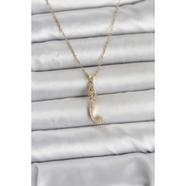 316L Çelik Zincir Gold Renk Zirkon Taşlı Deniz Kızı Model Kadın Kolye TJ-BKO11024