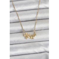 316L Çelik Zincir Gold Renk Çiçek ve Model Kadın Kolye TJ-BKO11038