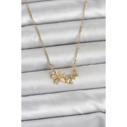 316L Çelik Zincir Gold Renk Çiçek ve Model Kadın Kolye TJ-BKO11038