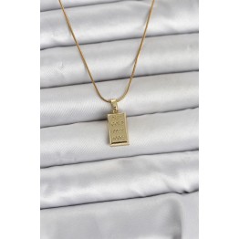 316L Çelik Zincir Gold Renk Külçe Model Kadın Kolye TJ-BKO11042