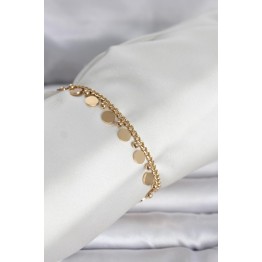 316L Çelik Gold Renk Pullu Model Kadın Bileklik TJ-BB8383