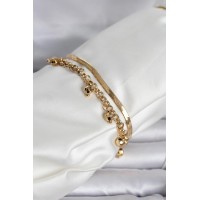 316L Çelik Gold Renk Dorika ve İtalyan Zincirli Model Kadın Bileklik TJ-BB8386