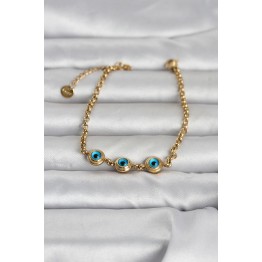 316L Çelik Gold Renk Nazarlı Kadın Bileklik TJ-BB8392