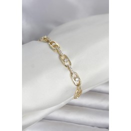 Pirinç Gold Renk Zirkon Taşlı Kadın Bileklik TJ-BB8409