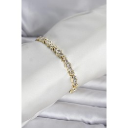Pirinç Gold Renk Petek Model Zirkon Taşlı Kadın Bileklik TJ-BB8429