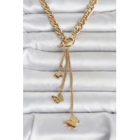 316L Çelik Gold Renk Sallantılı Kadın Kolye TJ-BKO11043