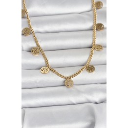 316L Çelik Gold Renk Yaşam Ağacı Model Kadın Kolye TJ-BKO11045