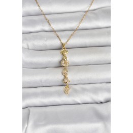 316L Çelik Gold Renk Deniz Temalı Y Model Zirkon Taşlı Kadın Kolye TJ-BKO11051