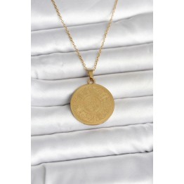 316L Çelik Gold Renk Ayetel Kürsi Yazılı Kolye TJ-BKO11059