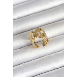 316L Çelik Gold Renk Yelpaze Model Kadın Yüzük TJ-BYK4159
