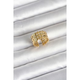 316L Çelik Gold Renk Hasır Model Kadın Yüzük TJ-BYK4161