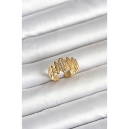 316L Çelik Gold Renk Zirkon Taşlı Vintage Model Kadın Yüzük TJ-BYK4164
