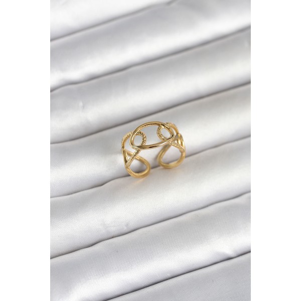 316L Çelik Gold Renk Zincir Model Kadın Yüzük TJ-BYK4166