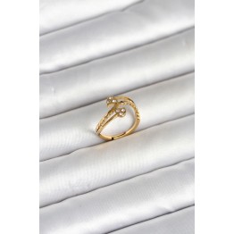 316L Çelik Gold Renk Zirkon Taşlı Kalp Model Kadın Yüzük TJ-BYK4168