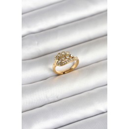 316L Çelik Gold Renk Zirkon Taşlı Kalp Model Kadın Yüzük TJ-BYK4169
