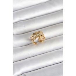 316L Çelik Gold Renk Başak Figür Kadın Yüzük TJ-BYK4174