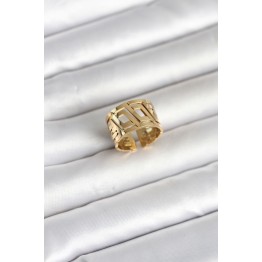 316L Çelik Gold Renk Geometrik Model Kadın Yüzük TJ-BYK4176