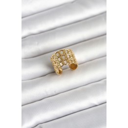 316L Çelik Gold Renk Zincir Model Kadın Yüzük TJ-BYK4177
