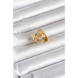 316L Çelik Gold Renk Lotus Model Kadın Yüzük TJ-BYK4179