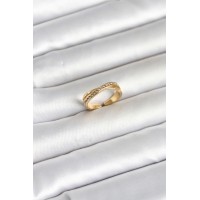 316L Çelik Gold Renk Zirkon Taşlı Kadın Yüzük TJ-BYK4180