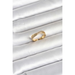 316L Çelik Gold Renk Zirkon Taşlı Kadın Yüzük TJ-BYK4180