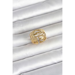 316L Çelik Gold Renk Başak Model Kadın Yüzük TJ-BYK4182