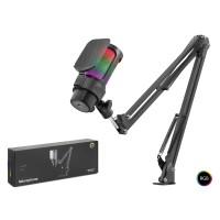 RGB Mikrofon Seti Boom Mikrofon Kolu Type-C 192kHz 24Bit Siyah M835B