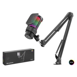 RGB Mikrofon Seti Boom Mikrofon Kolu Type-C 192kHz 24Bit Siyah M835B