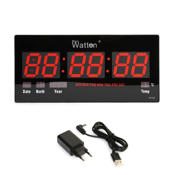 Büyük Ekran LED Dijital Duvar Saati Tarih ve Sıcaklık Göstergeli WT-109