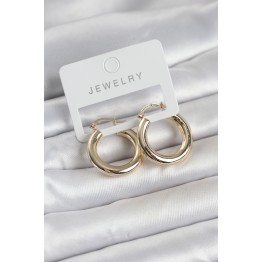 Gold Renk Pirinç Halka 25 mm Kadın Küpe TJ-BKP11757
