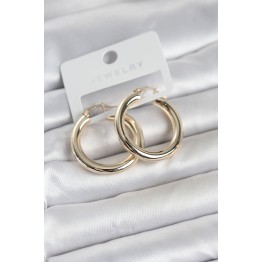 Gold Renk Pirinç Halka 30 mm Kadın Küpe TJ-BKP11759