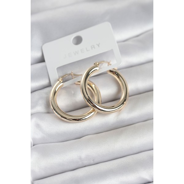 Gold Renk Pirinç Halka 30 mm Kadın Küpe TJ-BKP11759