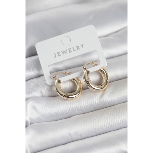 Gold Renk Pirinç Halka 20 mm Kadın Küpe TJ-BKP11761