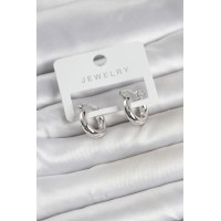 Gümüş Renk Pirinç Halka 15 mm Kadın Küpe TJ-BKP11764