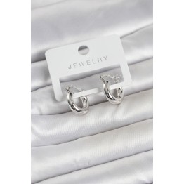 Gümüş Renk Pirinç Halka 15 mm Kadın Küpe TJ-BKP11764