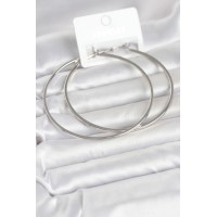 Gümüş Renk Pirinç Köşeli Kenar Halka 72 mm Kadın Küpe TJ-BKP11770