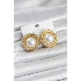 Pirinç Gold Renk Sarmal Model İncili Kadın Küpe TJ-BKP11778