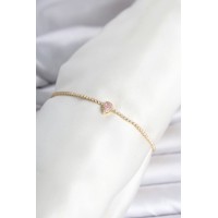Pirinç Gold Renk Pembe Damla Model Su Yolu Kadın Bileklik TJ-BB8477