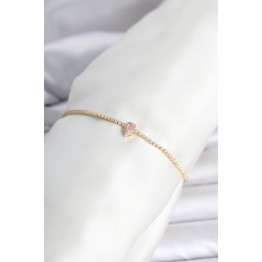 Pirinç Gold Renk Pembe Damla Model Su Yolu Kadın Bileklik TJ-BB8477