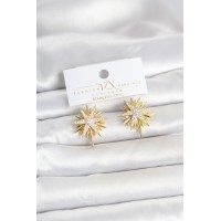 Zirkon Taşlı Pirinç Gold Renk Kutup Yıldızı Kadın Küpe TJ-BKP11780
