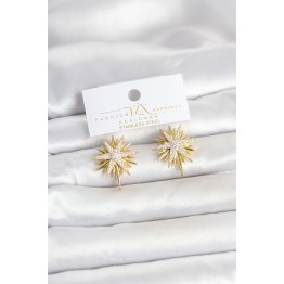 Zirkon Taşlı Pirinç Gold Renk Kutup Yıldızı Kadın Küpe TJ-BKP11780