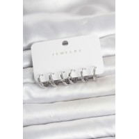 Pirinç Gümüş Renk Halka Kadın Küpe Seti TJ-BKP11789