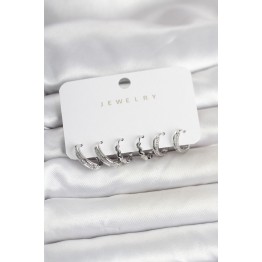 Pirinç Gümüş Renk Kadın Küpe Seti TJ-BKP11791