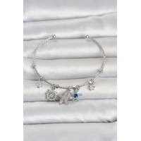 Gümüş Renk Pirinç Deniz Tema Charmlı Kadın Bileklik TJ-BB8487