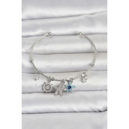 Gümüş Renk Pirinç Deniz Tema Charmlı Kadın Bileklik TJ-BB8487
