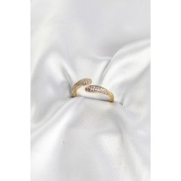 Zirkon Taşlı Gold Renk Pirinç Yüzük TJ-BYK4185
