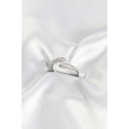 Zirkon Taşlı Gümüş Renk Pirinç Yüzük TJ-BYK4186