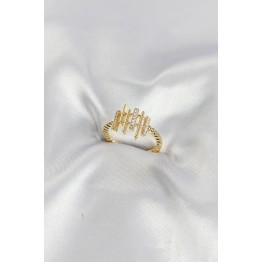 Gold Renk Zirkon Taşlı Sütun Model Kadın Yüzük TJ-BYK4195